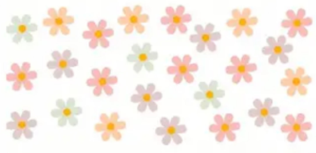 Tall Can Glass Cup Green 20oz. "Flowers"