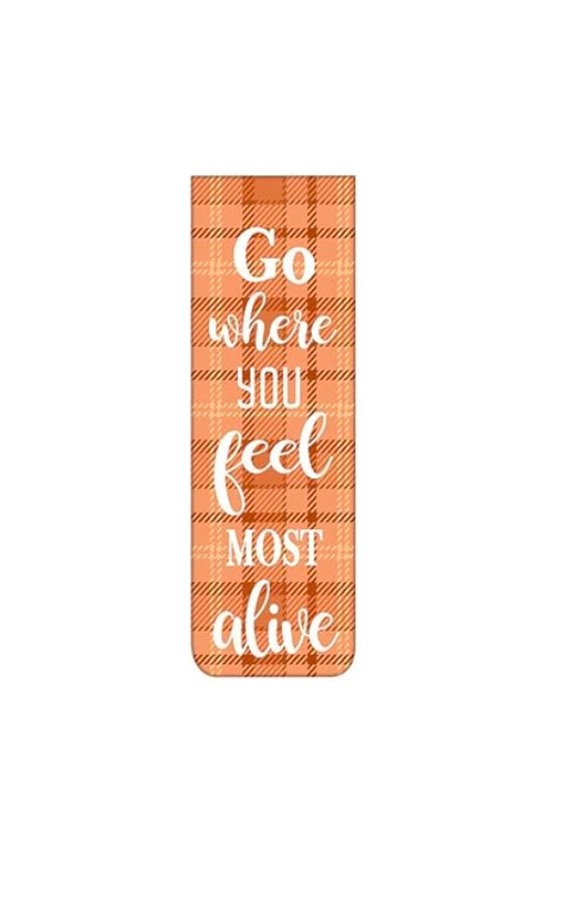 Magnetic Bookmarker Red "Go where you feel most alive"
