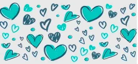 BUNDLE GLASS CAN CUP 16oz. "BLUE HEARTS”