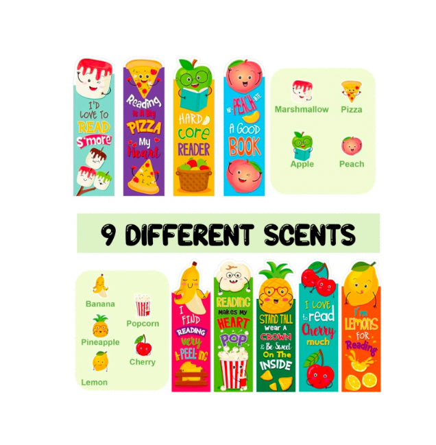 Scratch N Sniff Book Marker "Reading Makes My Heart pop" Popcorn Scent
