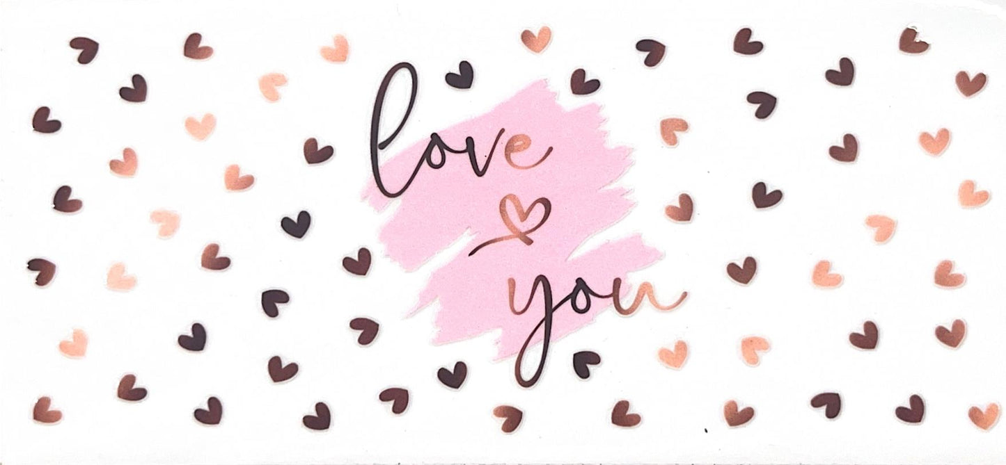 FROSTED GLASS CUP 16oz. (I LOVE YOU/HEARTS)