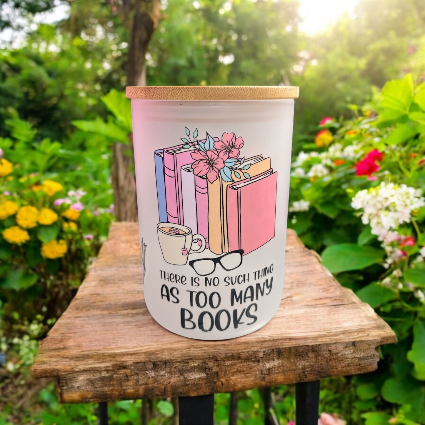 BUNDLE FROSTED GLASS MUG 16oz. "AS TOO MANY BOOKS"