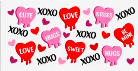 Glass Can Cup 16oz. "XOXO Hearts "