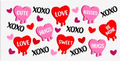 Glass Can Cup 16oz. "XOXO Hearts "