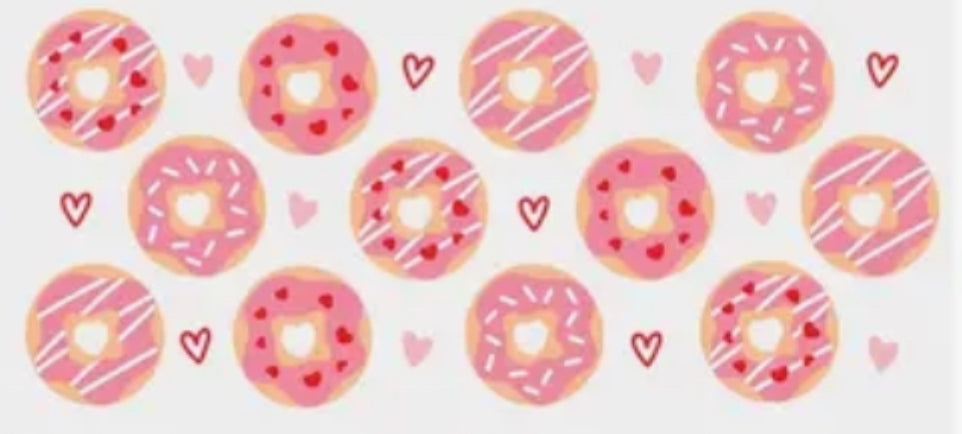 Glass Can Cup 16oz. "Donuts & Hearts"